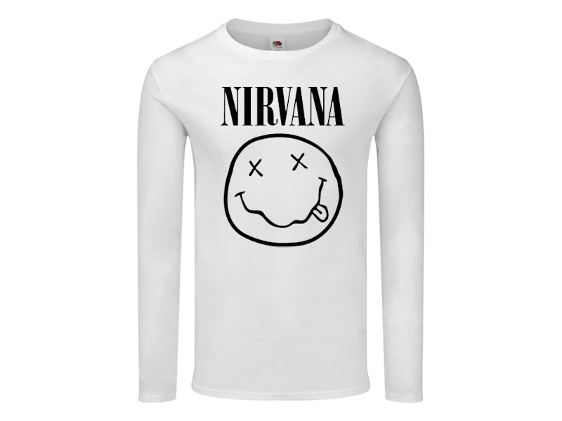Estar satisfecho Disminución Haz todo con mi poder Camisetas Manga Larga Mujer : Camiseta Nirvana Manga Larga Blanco Mujer