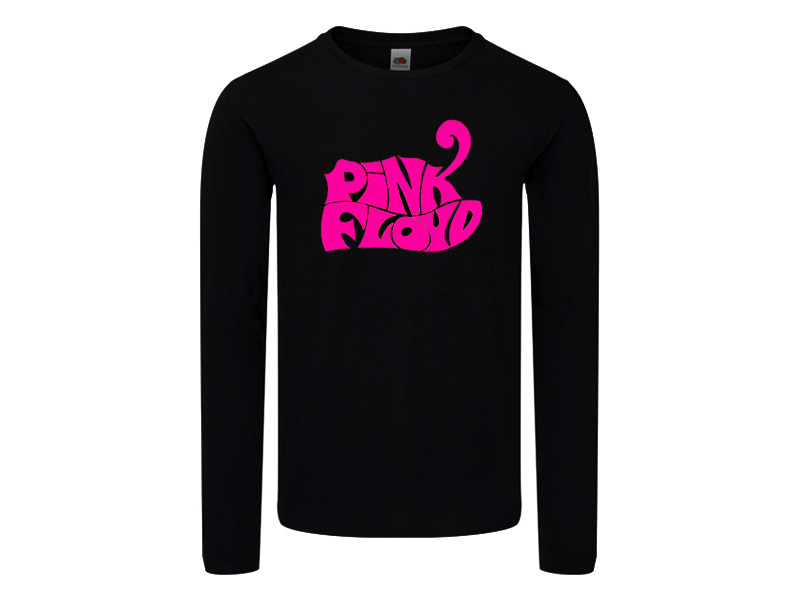 Camisetas Manga Larga Mujer: Camiseta Pink Floyd Letra Rosa Manga Larga  Mujer