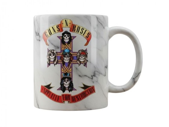 Taza Guns N' Roses - Appetite for Destruction - blanca efecto mármol